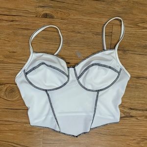 White V Top with Black stitching